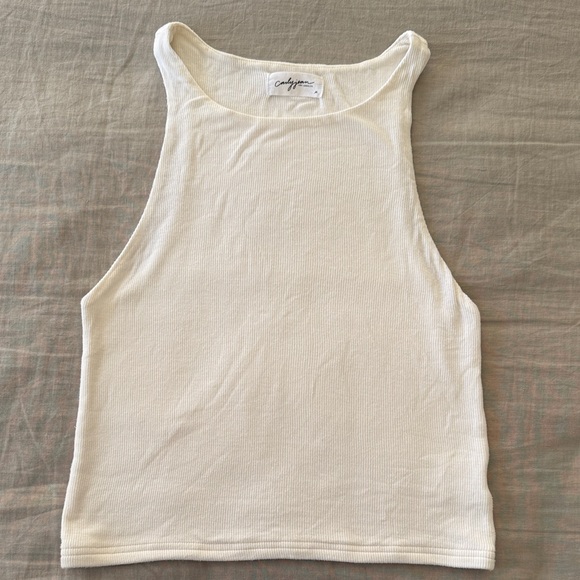 Carly Jean Los Angeles Double Lined Soft Ribbed Tank Top Black or Cream - Picture 2 of 13